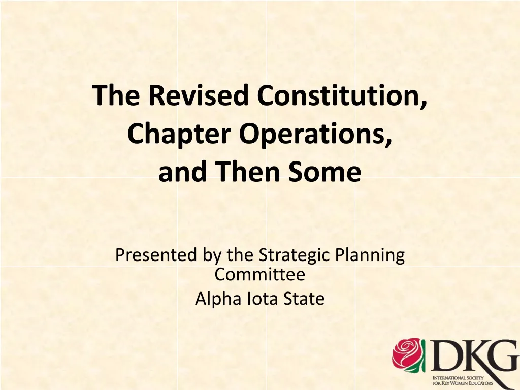 the revised constitution chapter operations and then some