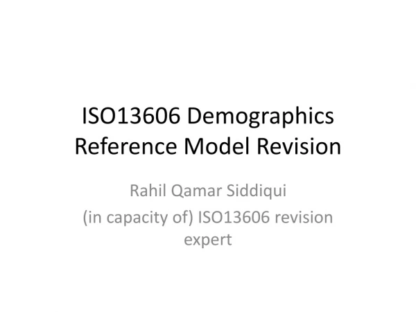 ISO13606 Demographics Reference Model Revision