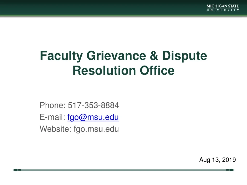 faculty grievance dispute resolution office