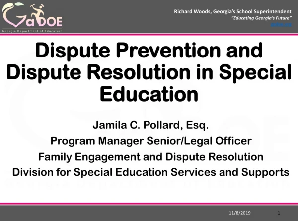 Dispute Prevention and Dispute Resolution in Special Education