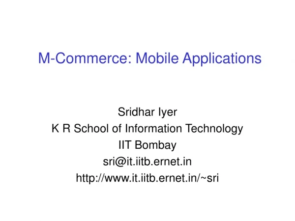 M-Commerce: Mobile Applications