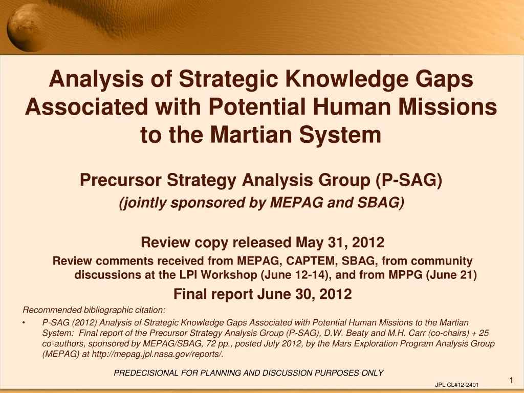 analysis of strategic knowledge gaps associated