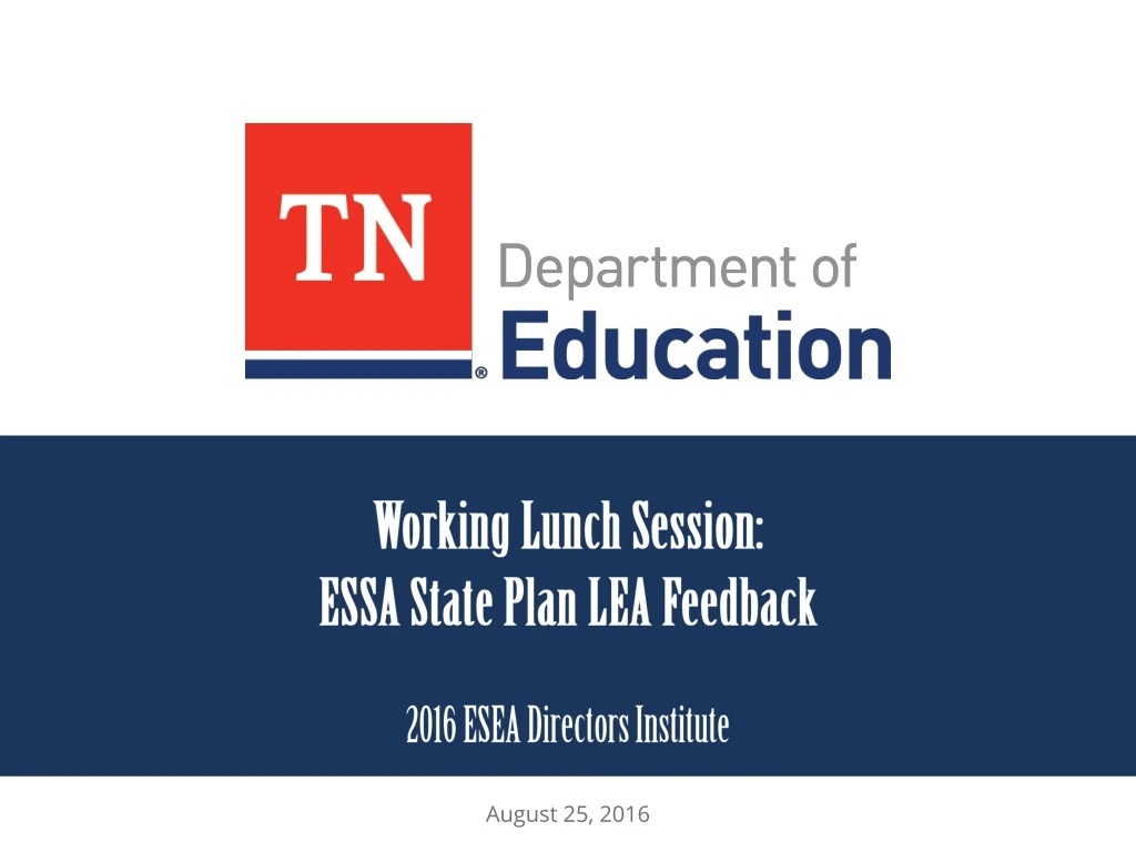 working lunch session essa state plan lea feedback