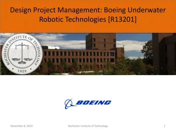 Design Project Management: Boeing Underwater Robotic Technologies [R13201]
