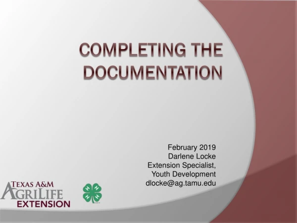 Completing the documentation