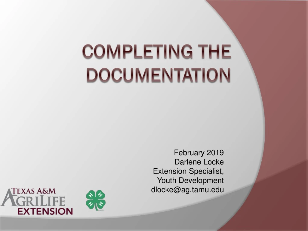 completing the documentation