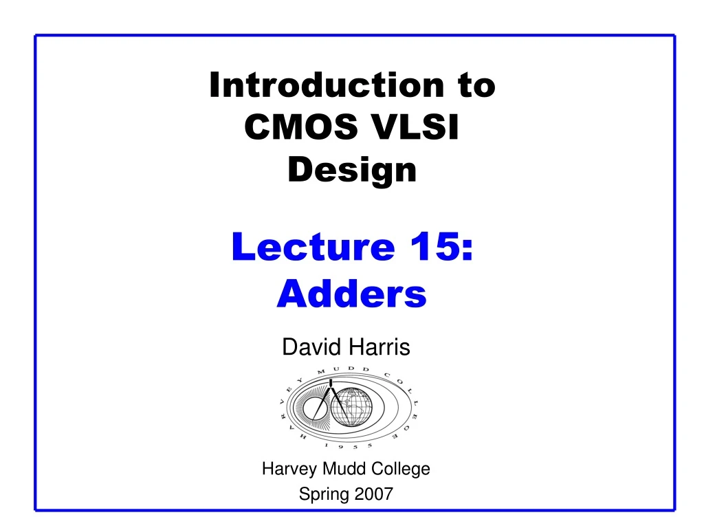 introduction to cmos vlsi design lecture 15 adders