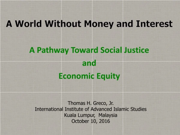 A Pathway Toward Social Justice and Economic Equity