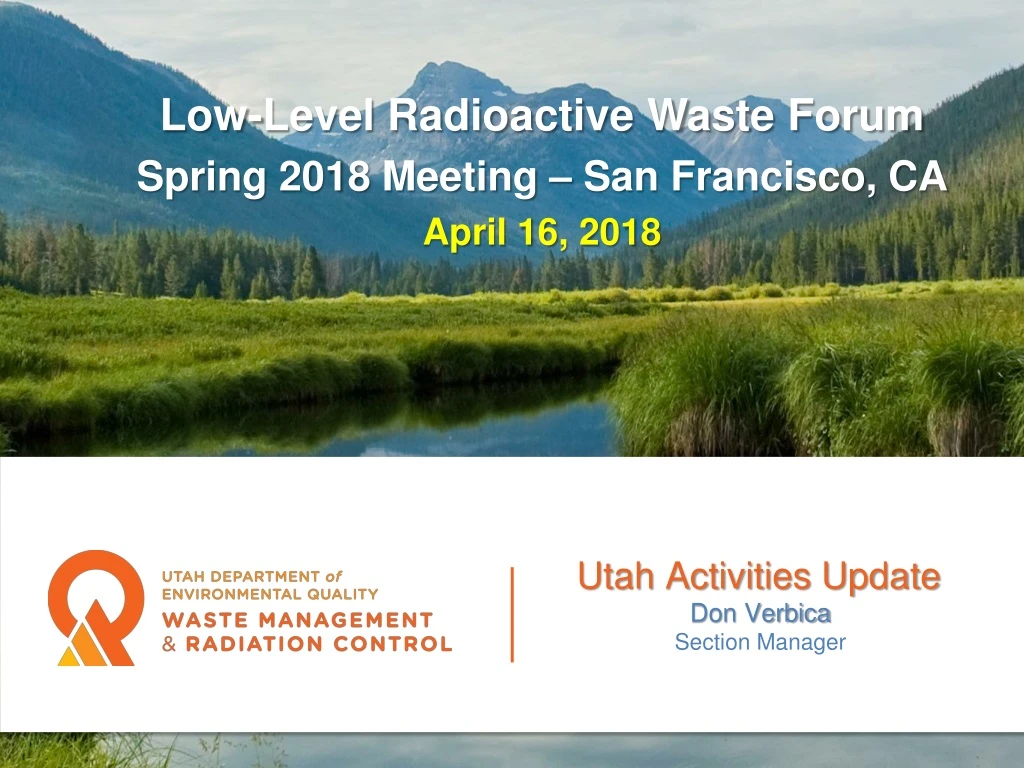 low level radioactive waste forum spring 2018