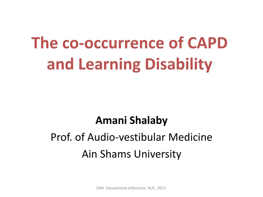the co occurrence of capd and learning disability