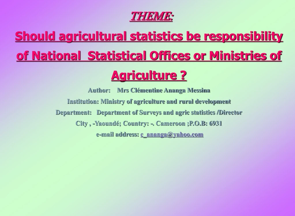 theme should agricultural statistics