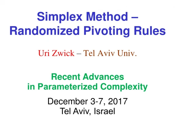 Uri Zwick – Tel Aviv Univ.