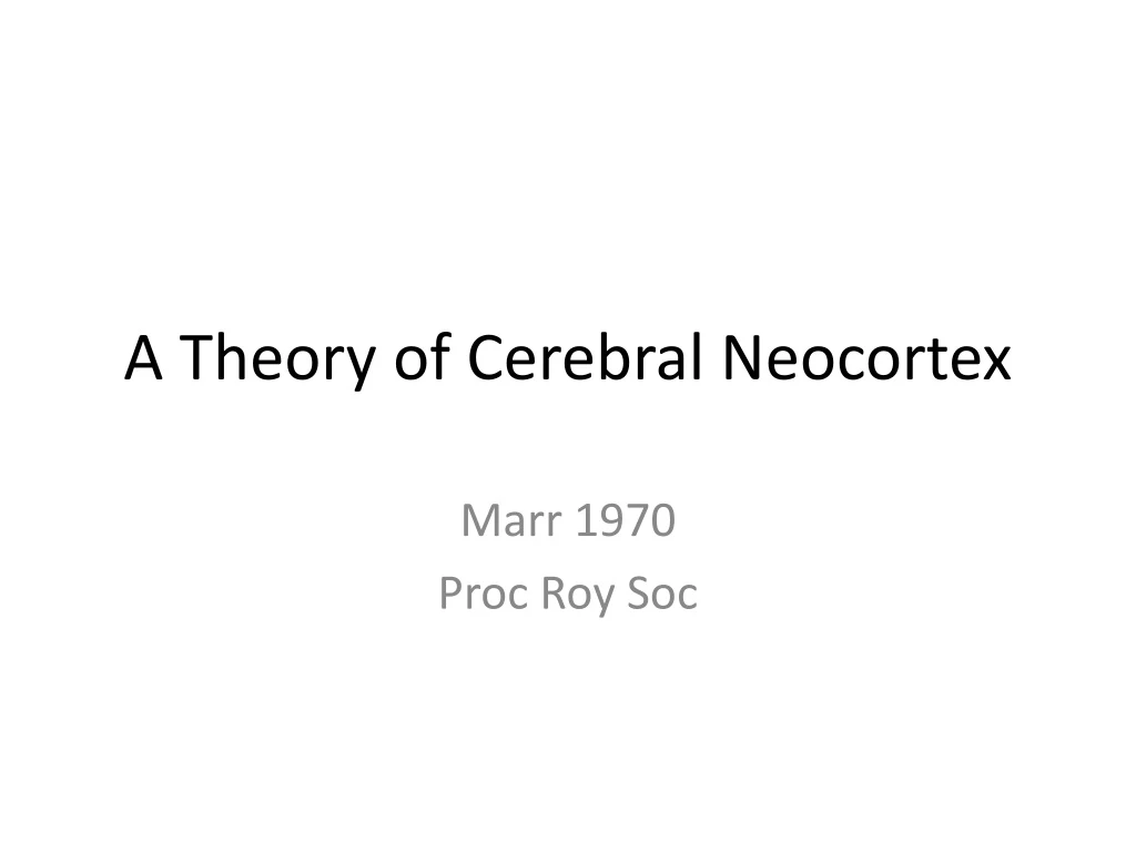 a theory of cerebral neocortex