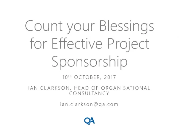 Count your Blessings for Effective Project Sponsorship