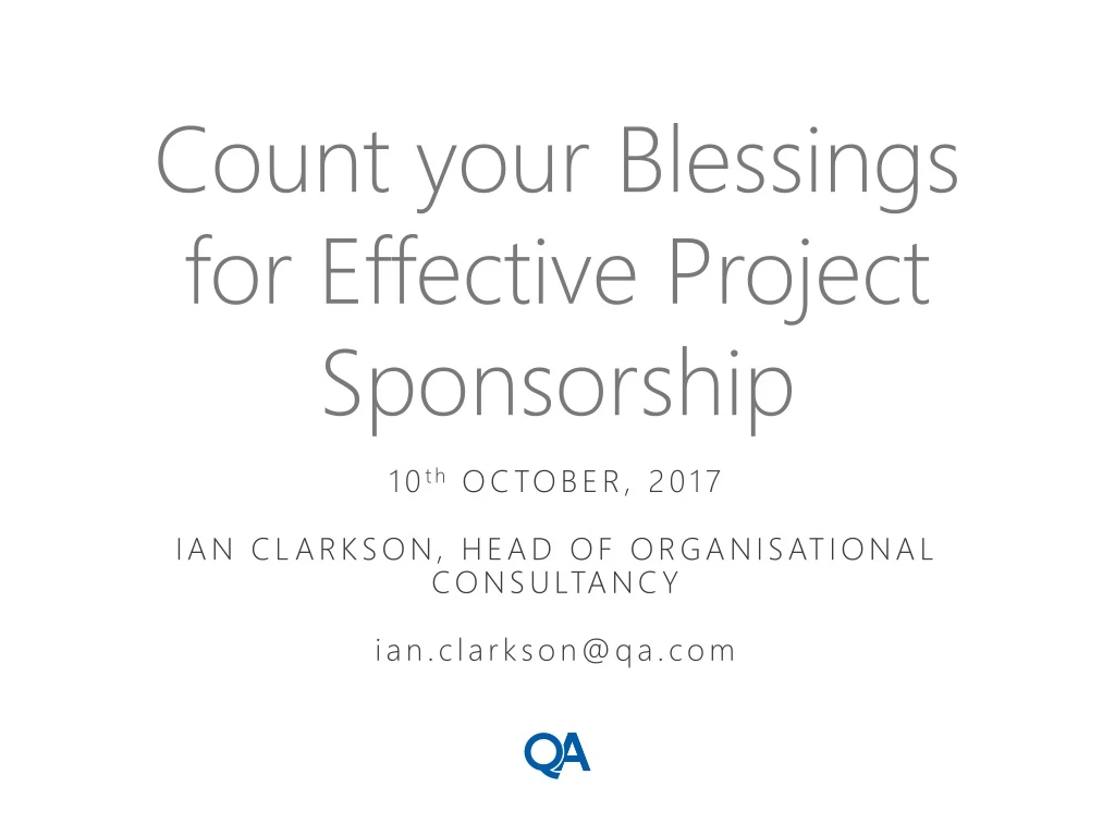 count your blessings for effective project sponsorship