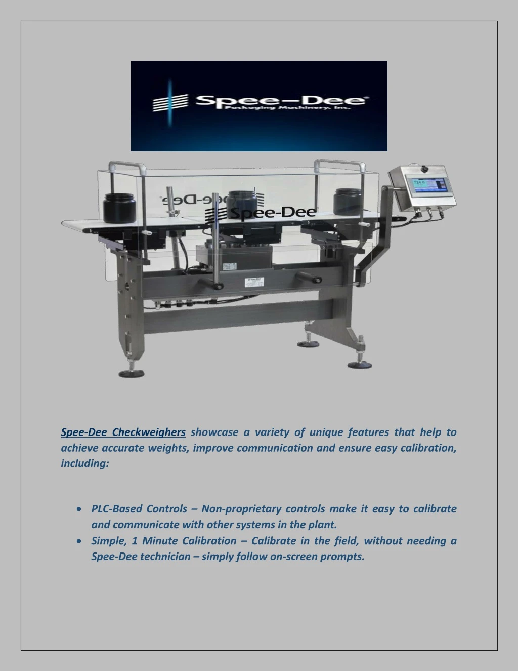 spee dee checkweighers showcase a variety