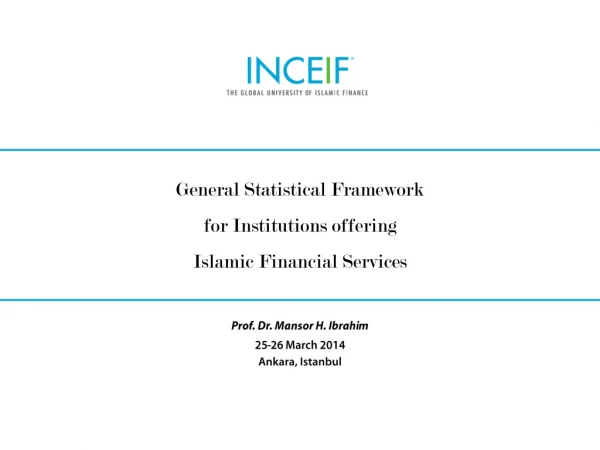 General Statistical Framework for Institutions offering Islamic Financial Services