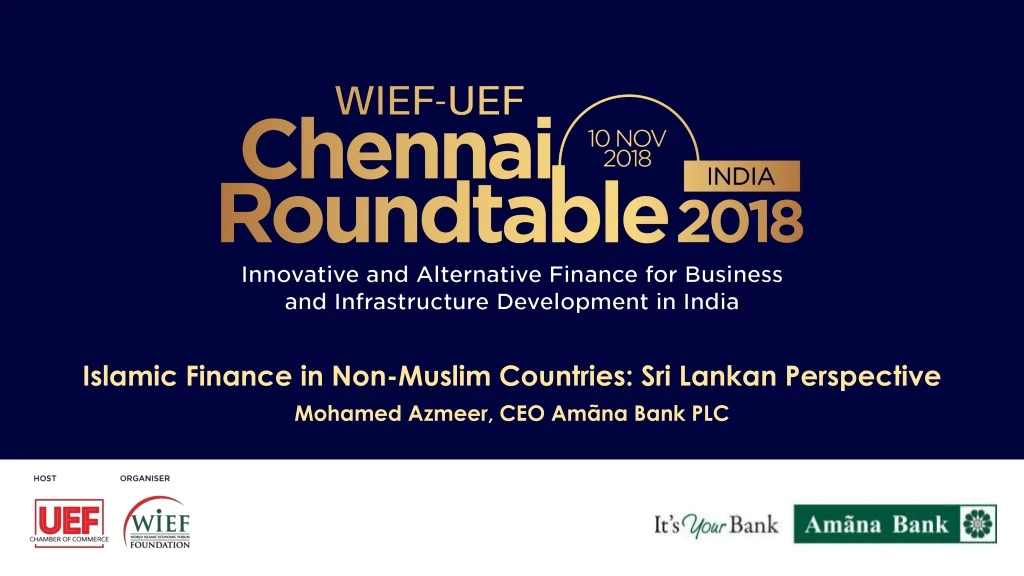 islamic finance in non muslim countries sri lankan perspective mohamed azmeer ceo am na bank plc