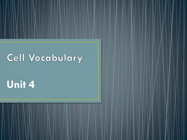 Cell Vocabulary