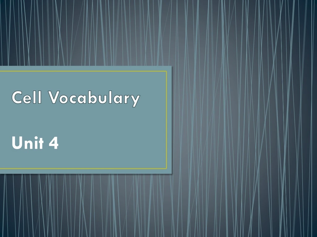 cell vocabulary