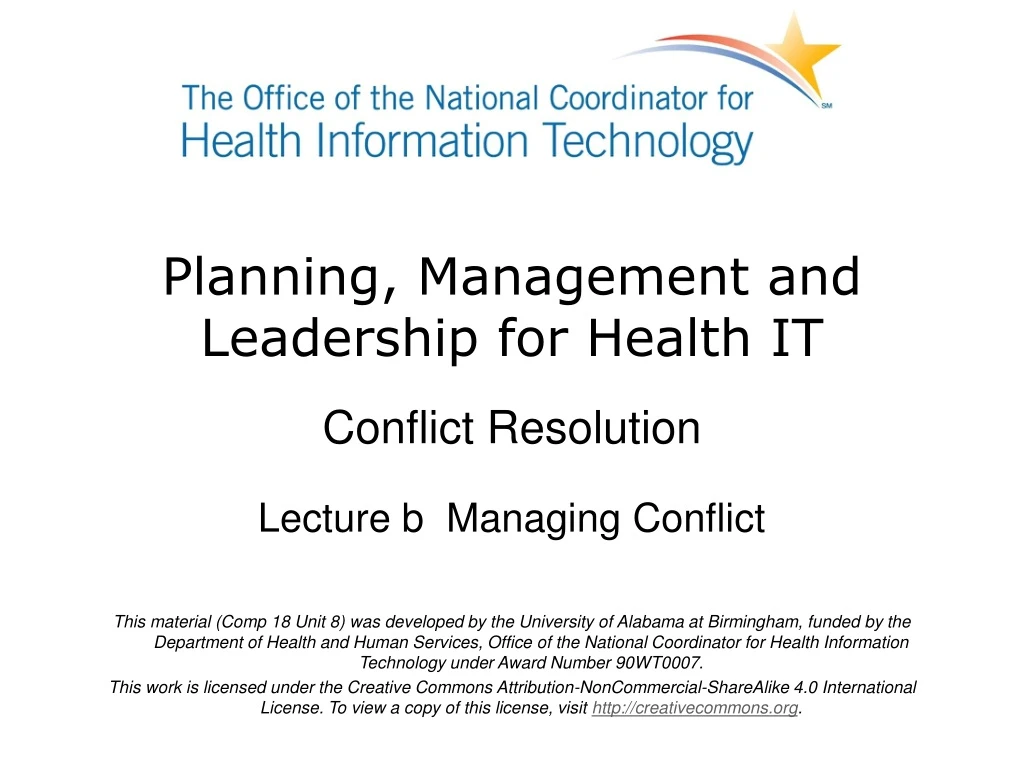 planning management and leadership for health it