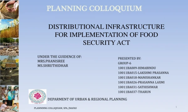 DISTRIBUTIONAL INFRASTRUCTURE FOR IMPLEMENTATION OF FOOD SECURITY ACT