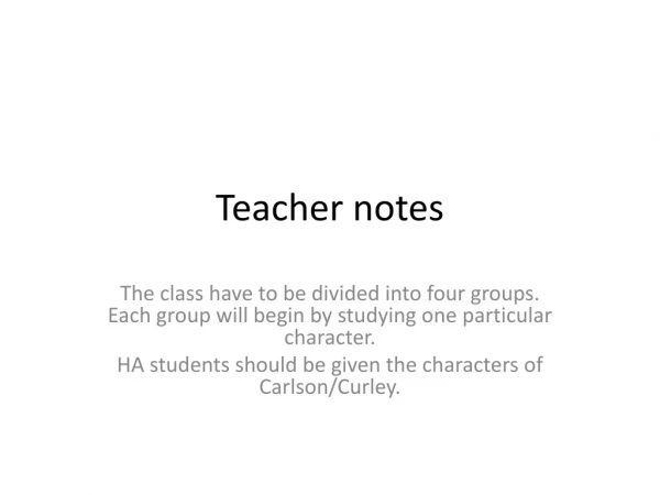 Teacher notes