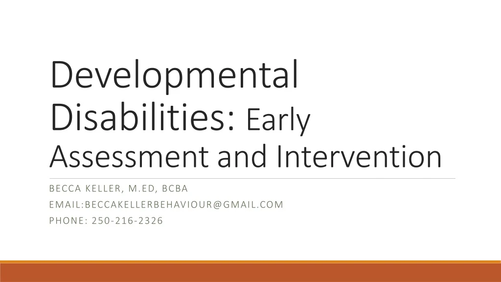 developmental disabilities early assessment and intervention