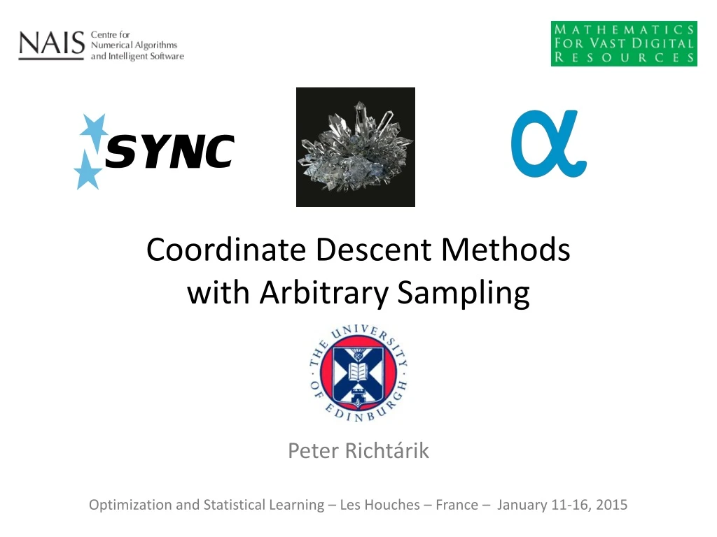 coordinate descent methods with arbitrary sampling