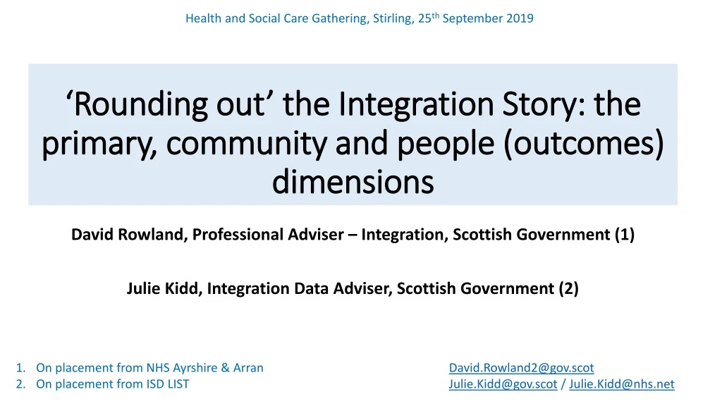 rounding out the integration story the primary community and people outcomes dimensions