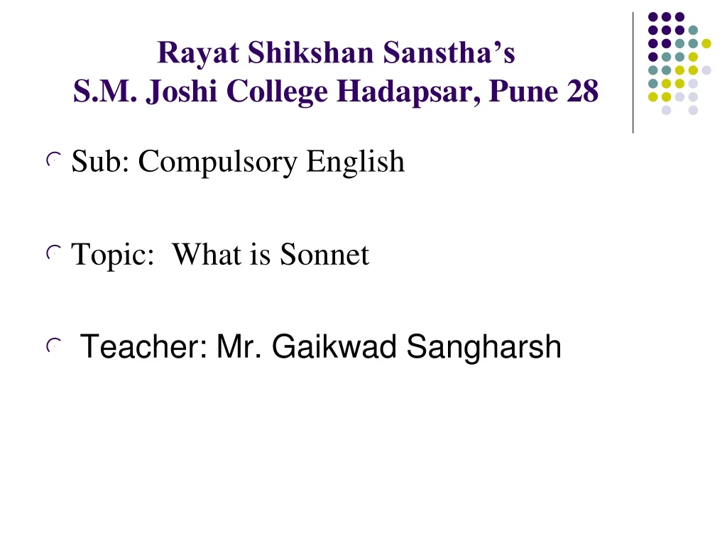 rayat shikshan sanstha s s m joshi college hadapsar pune 28