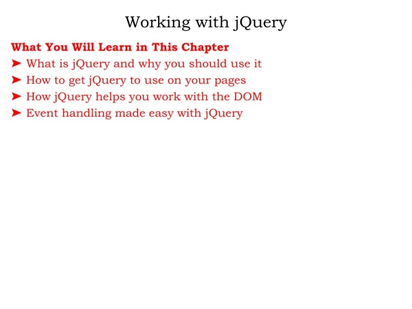 Working with jQuery