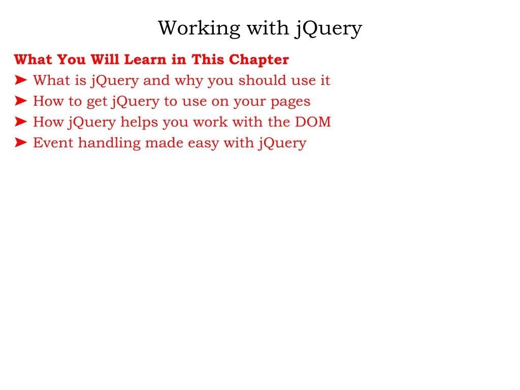 working with jquery