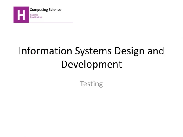 Information Systems Design and Development