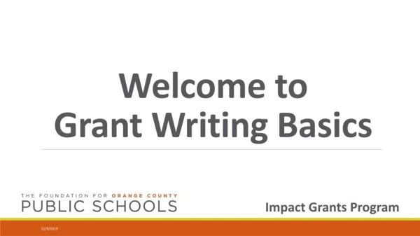 Welcome to Grant Writing Basics