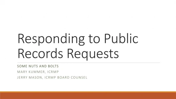 Responding to Public Records Requests