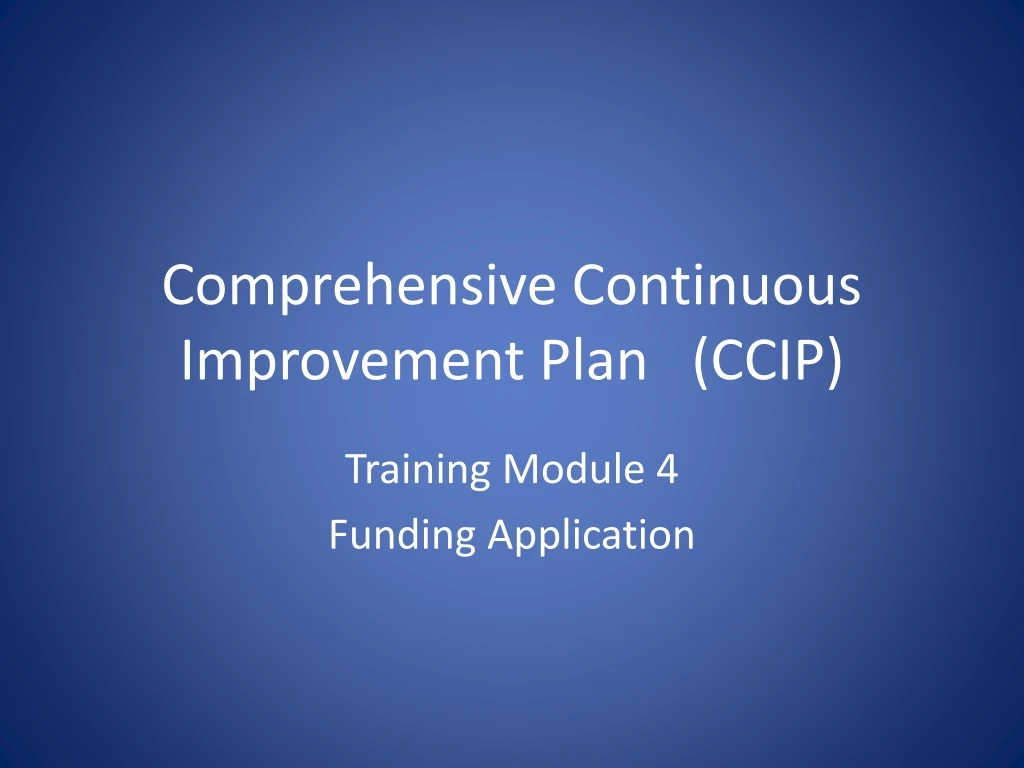 comprehensive continuous improvement plan ccip