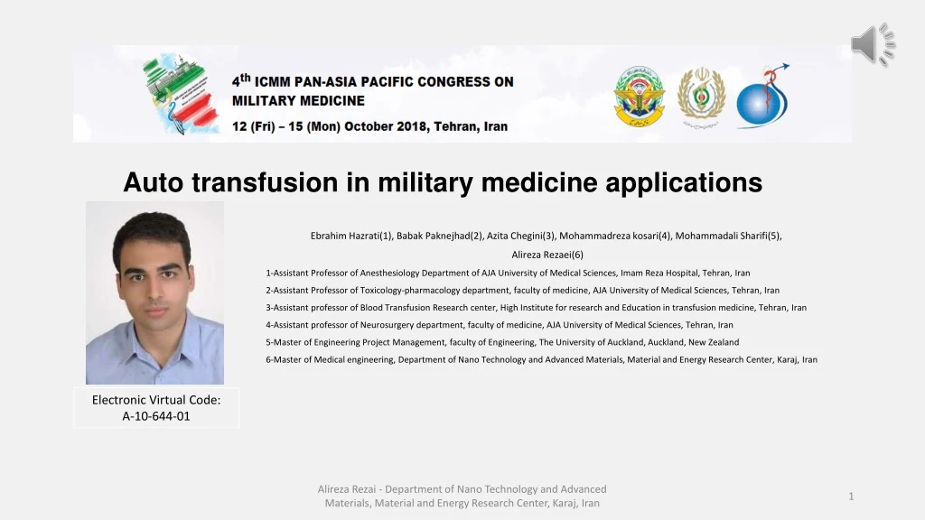 auto transfusion in military medicine applications