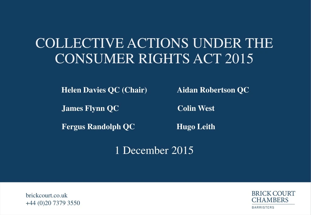 collective actions under the consumer rights act 2015