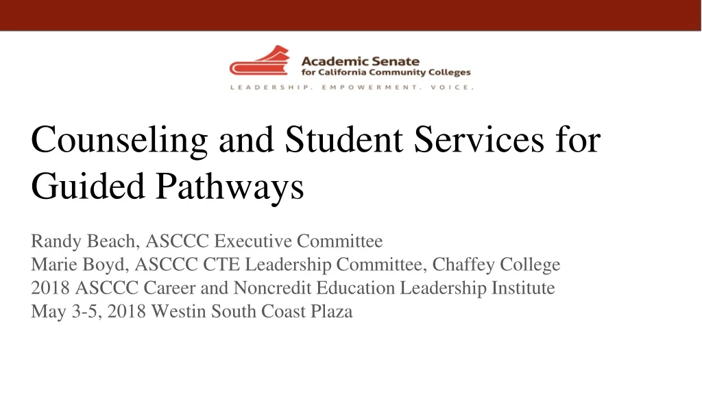 counseling and student services for guided pathways