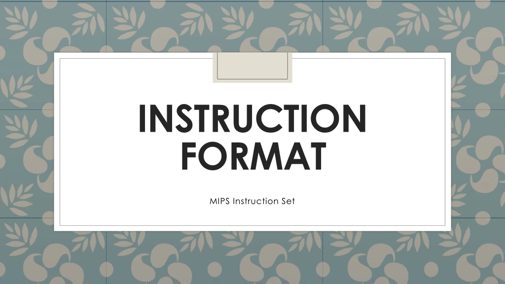 instruction format