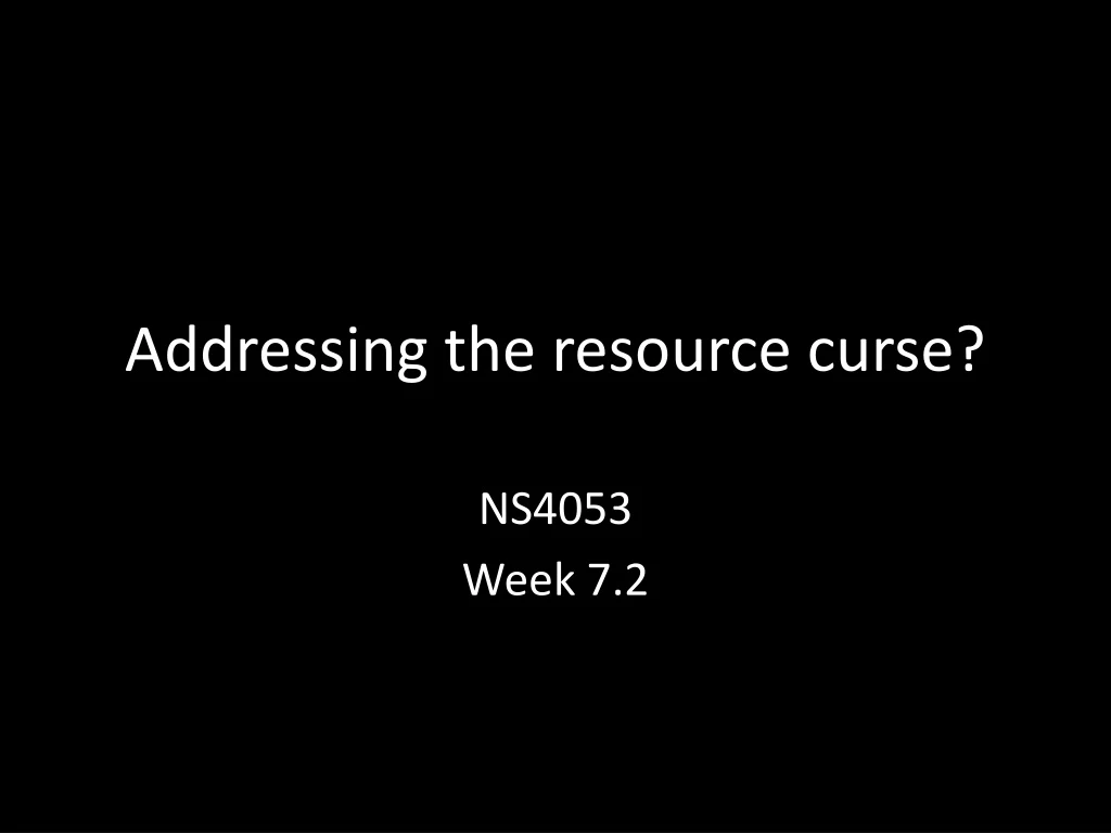 addressing the resource curse