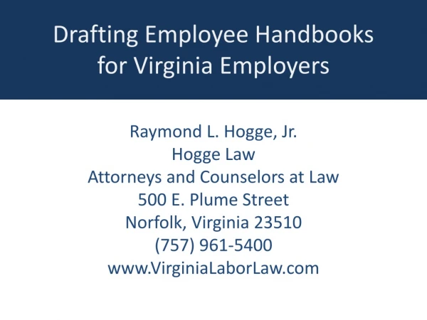 Drafting Employee Handbooks for Virginia Employers