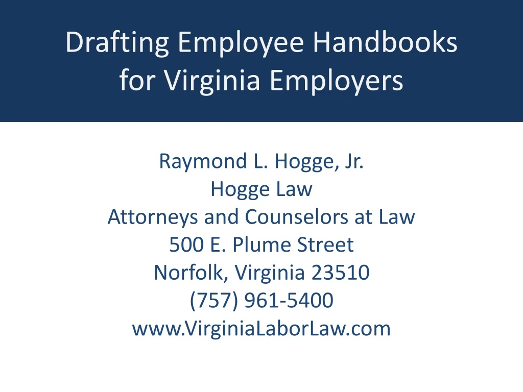 drafting employee handbooks for virginia employers