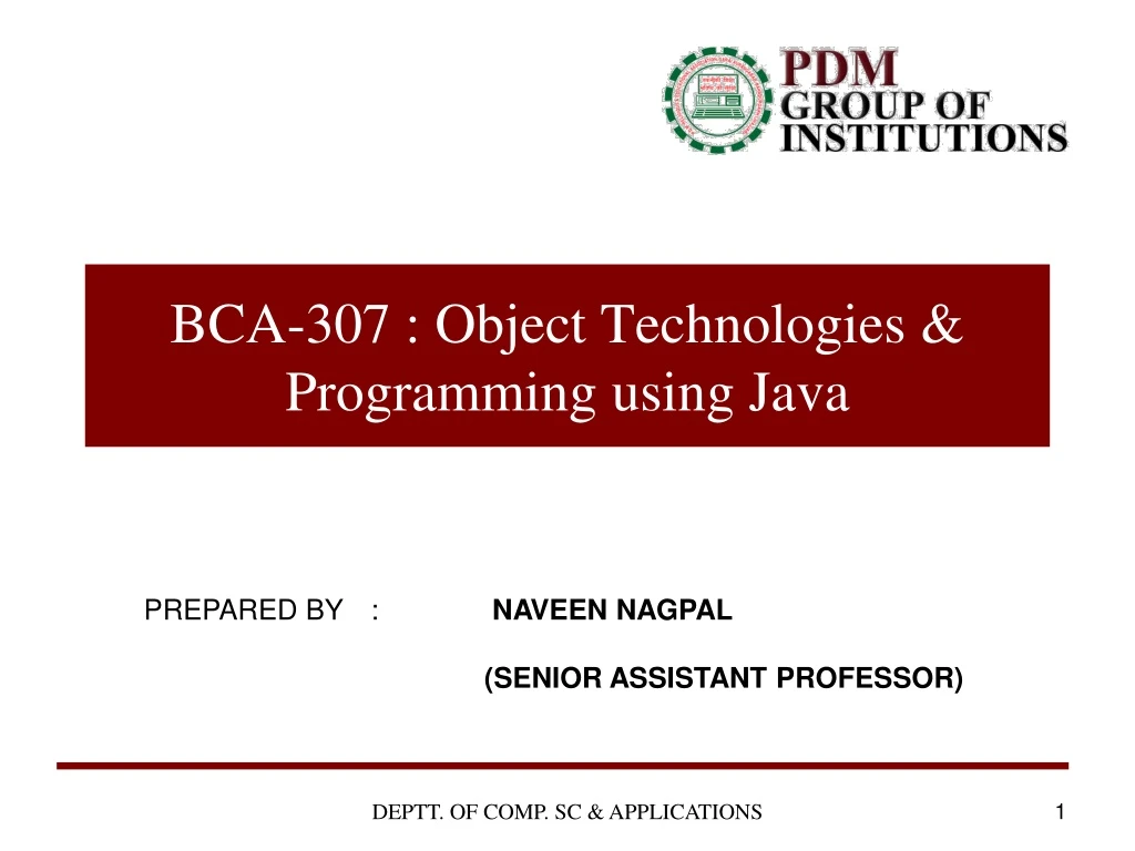 bca 307 object technologies programming using java