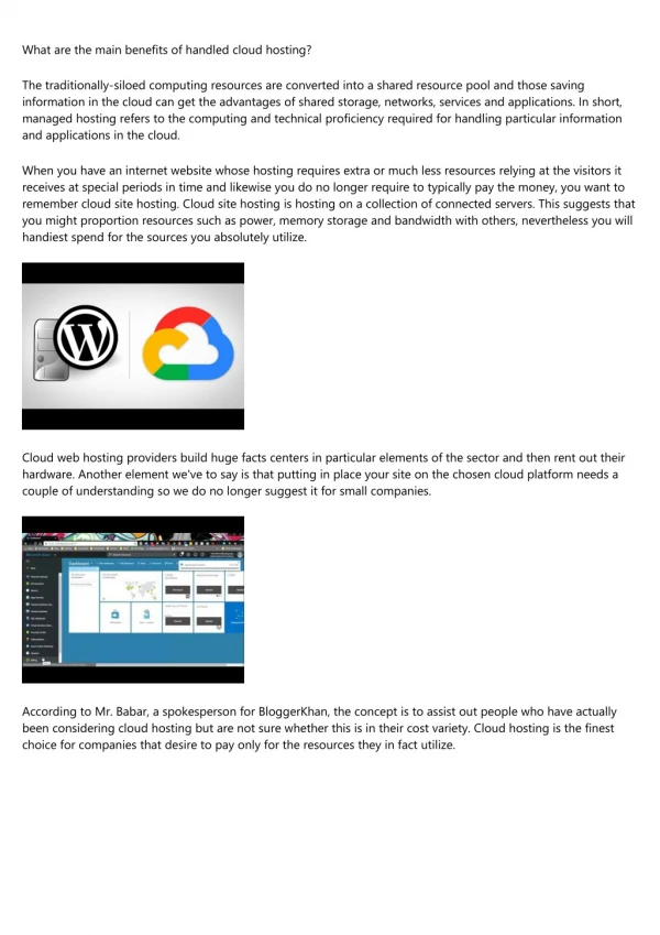 what are the main benefits of handled cloud