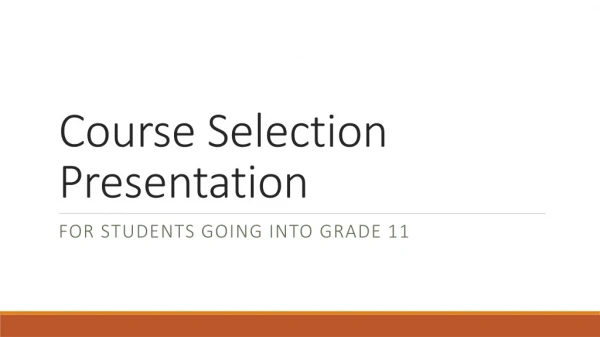 Course Selection Presentation