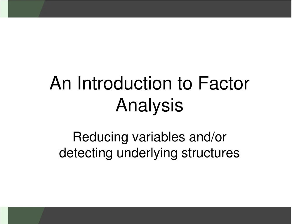 an introduction to factor analysis