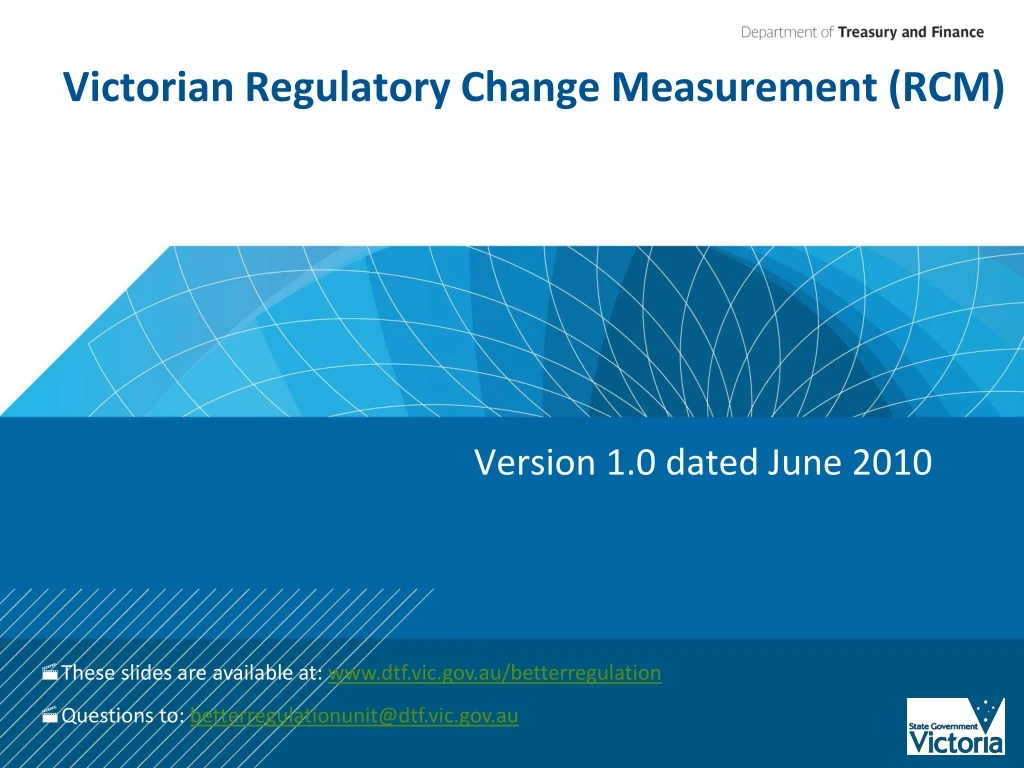 victorian regulatory change measurement rcm