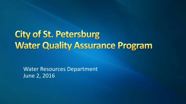 City of St. Petersburg Water Quality Assurance Program